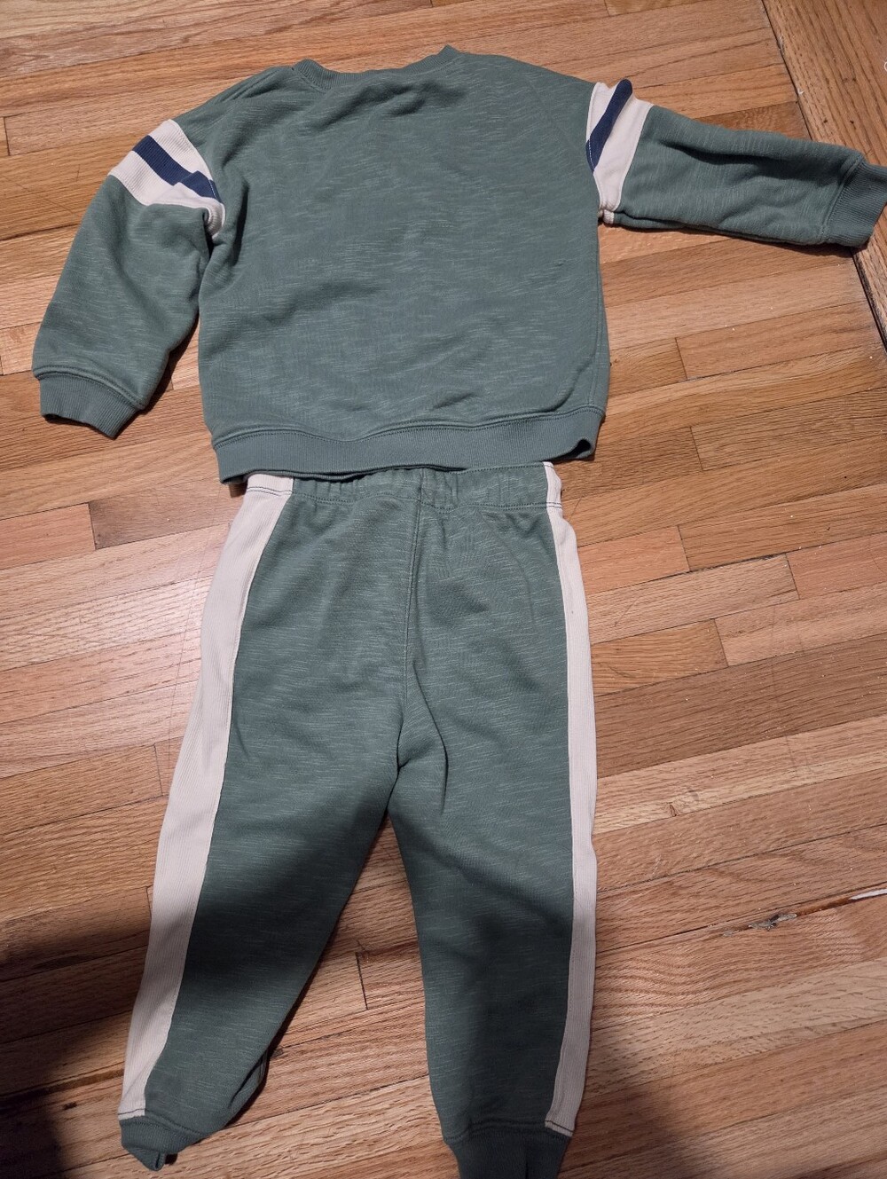 Carter's Sage Green Jogger Pants with Cream Side Panels / Size 3t